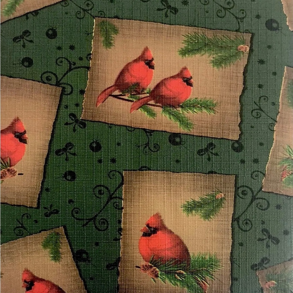 Lintex Merry Christmas Red Robin Bird Peva Vinyl Tablecloth -  52in. x 70in.
